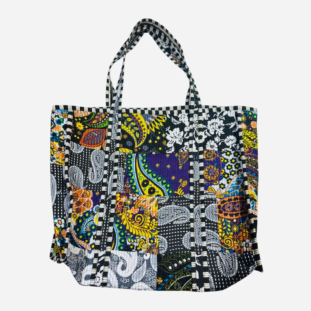 K25946 Multi | Rising Cotton Patchwork Kantha Stich Quilted Shopping Bag